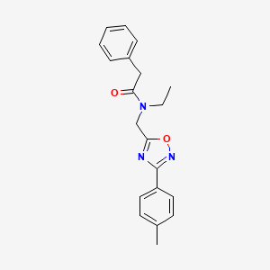 molecular formula C20H21N3O2 B5632567 N-ethyl-N-{[3-(4-methylphenyl)-1,2,4-oxadiazol-5-yl]methyl}-2-phenylacetamide 