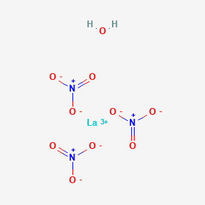 molecular formula H2LaN3O10 B563265 Lanthanum(III) nitrate hydrate CAS No. 100587-94-8