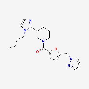 molecular formula C21H27N5O2 B5632673 3-(1-butyl-1H-imidazol-2-yl)-1-[5-(1H-pyrazol-1-ylmethyl)-2-furoyl]piperidine 