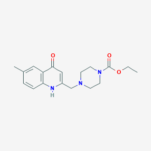 molecular formula C18H23N3O3 B5632674 ethyl 4-[(4-hydroxy-6-methylquinolin-2-yl)methyl]piperazine-1-carboxylate 