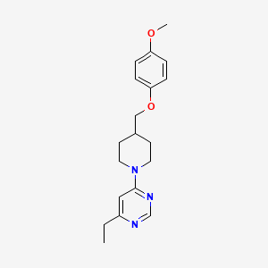 molecular formula C19H25N3O2 B5632757 4-ethyl-6-{4-[(4-methoxyphenoxy)methyl]piperidin-1-yl}pyrimidine 