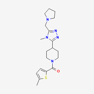 molecular formula C19H27N5OS B5632763 4-[4-methyl-5-(pyrrolidin-1-ylmethyl)-4H-1,2,4-triazol-3-yl]-1-[(5-methyl-2-thienyl)carbonyl]piperidine 