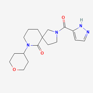 molecular formula C17H24N4O3 B5632776 2-(1H-pyrazol-3-ylcarbonyl)-7-(tetrahydro-2H-pyran-4-yl)-2,7-diazaspiro[4.5]decan-6-one 