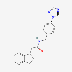 molecular formula C20H20N4O B5632803 2-(2,3-dihydro-1H-inden-1-yl)-N-[4-(1H-1,2,4-triazol-1-yl)benzyl]acetamide 