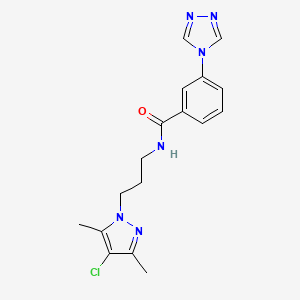 molecular formula C17H19ClN6O B5632815 N-[3-(4-chloro-3,5-dimethyl-1H-pyrazol-1-yl)propyl]-3-(4H-1,2,4-triazol-4-yl)benzamide 