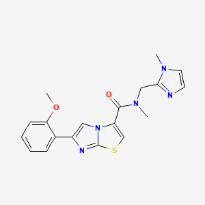 molecular formula C19H19N5O2S B5632821 6-(2-methoxyphenyl)-N-methyl-N-[(1-methyl-1H-imidazol-2-yl)methyl]imidazo[2,1-b][1,3]thiazole-3-carboxamide 