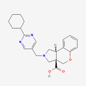molecular formula C23H27N3O3 B5632826 (3aR*,9bR*)-2-[(2-cyclohexylpyrimidin-5-yl)methyl]-1,2,3,9b-tetrahydrochromeno[3,4-c]pyrrole-3a(4H)-carboxylic acid 