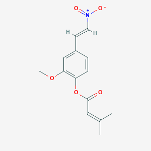 molecular formula C14H15NO5 B5632851 2-methoxy-4-(2-nitrovinyl)phenyl 3-methyl-2-butenoate 