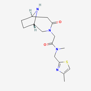 molecular formula C15H22N4O2S B5632853 N-methyl-N-[(4-methyl-1,3-thiazol-2-yl)methyl]-2-[rel-(1S,6R)-4-oxo-3,9-diazabicyclo[4.2.1]non-3-yl]acetamide hydrochloride 