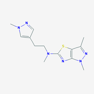 molecular formula C13H18N6S B5632860 N,1,3-trimethyl-N-[2-(1-methyl-1H-pyrazol-4-yl)ethyl]-1H-pyrazolo[3,4-d][1,3]thiazol-5-amine 