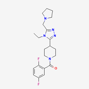 molecular formula C21H27F2N5O B5632861 1-(2,5-difluorobenzoyl)-4-[4-ethyl-5-(pyrrolidin-1-ylmethyl)-4H-1,2,4-triazol-3-yl]piperidine 