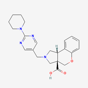 molecular formula C22H26N4O3 B5632901 (3aR*,9bR*)-2-[(2-piperidin-1-ylpyrimidin-5-yl)methyl]-1,2,3,9b-tetrahydrochromeno[3,4-c]pyrrole-3a(4H)-carboxylic acid 