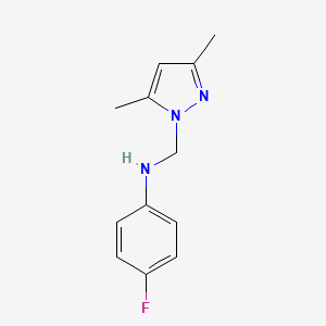 molecular formula C12H14FN3 B5632941 N-[(3,5-dimethyl-1H-pyrazol-1-yl)methyl]-4-fluoroaniline 