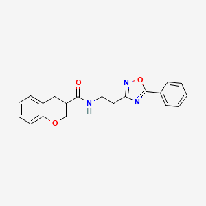 molecular formula C20H19N3O3 B5632971 N-[2-(5-phenyl-1,2,4-oxadiazol-3-yl)ethyl]chromane-3-carboxamide 