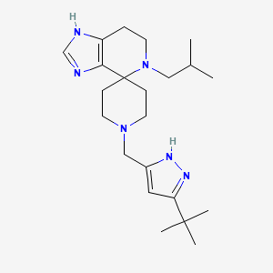 molecular formula C22H36N6 B5632981 1'-[(5-tert-butyl-1H-pyrazol-3-yl)methyl]-5-isobutyl-1,5,6,7-tetrahydrospiro[imidazo[4,5-c]pyridine-4,4'-piperidine] 