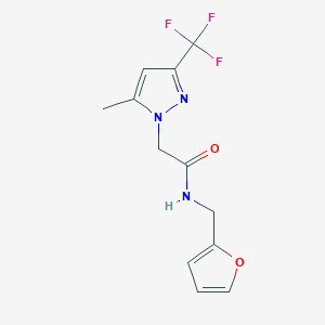 molecular formula C12H12F3N3O2 B5632995 N-(2-furylmethyl)-2-[5-methyl-3-(trifluoromethyl)-1H-pyrazol-1-yl]acetamide 