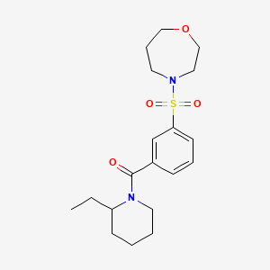 molecular formula C19H28N2O4S B5633046 4-({3-[(2-ethylpiperidin-1-yl)carbonyl]phenyl}sulfonyl)-1,4-oxazepane 