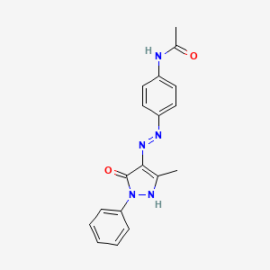 molecular formula C18H17N5O2 B5633103 N-{4-[2-(3-methyl-5-oxo-1-phenyl-1,5-dihydro-4H-pyrazol-4-ylidene)hydrazino]phenyl}acetamide 