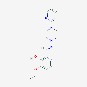 molecular formula C18H22N4O2 B5633112 2-ethoxy-6-({[4-(2-pyridinyl)-1-piperazinyl]imino}methyl)phenol 
