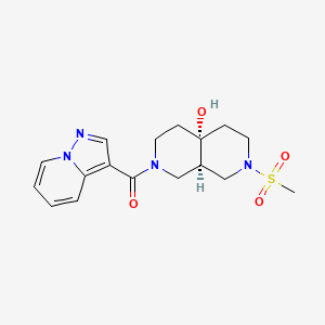 molecular formula C17H22N4O4S B5633117 (4aR*,8aR*)-2-(methylsulfonyl)-7-(pyrazolo[1,5-a]pyridin-3-ylcarbonyl)octahydro-2,7-naphthyridin-4a(2H)-ol 