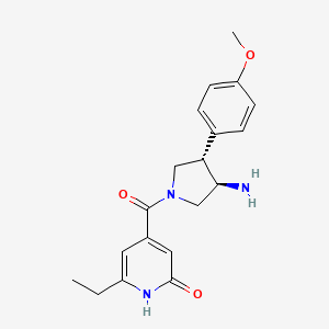 molecular formula C19H23N3O3 B5633144 4-{[(3R*,4S*)-3-amino-4-(4-methoxyphenyl)pyrrolidin-1-yl]carbonyl}-6-ethylpyridin-2(1H)-one 