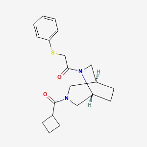molecular formula C20H26N2O2S B5633234 (1S*,5R*)-3-(cyclobutylcarbonyl)-6-[(phenylthio)acetyl]-3,6-diazabicyclo[3.2.2]nonane 