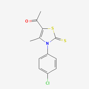 molecular formula C12H10ClNOS2 B5633250 1-[3-(4-chlorophenyl)-4-methyl-2-thioxo-2,3-dihydro-1,3-thiazol-5-yl]ethanone 