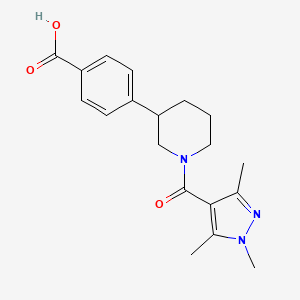 molecular formula C19H23N3O3 B5633271 4-{1-[(1,3,5-trimethyl-1H-pyrazol-4-yl)carbonyl]piperidin-3-yl}benzoic acid 