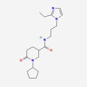 1-cyclopentyl-N-[3-(2-ethyl-1H-imidazol-1-yl)propyl]-6-oxo-3-piperidinecarboxamide