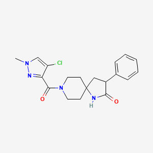 molecular formula C19H21ClN4O2 B5633284 8-[(4-chloro-1-methyl-1H-pyrazol-3-yl)carbonyl]-3-phenyl-1,8-diazaspiro[4.5]decan-2-one 