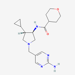 molecular formula C18H27N5O2 B5633285 N-{rel-(3R,4S)-1-[(2-amino-5-pyrimidinyl)methyl]-4-cyclopropyl-3-pyrrolidinyl}tetrahydro-2H-pyran-4-carboxamide hydrochloride 