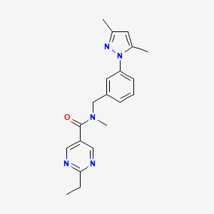 molecular formula C20H23N5O B5633297 N-[3-(3,5-dimethyl-1H-pyrazol-1-yl)benzyl]-2-ethyl-N-methyl-5-pyrimidinecarboxamide 