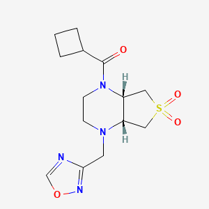 molecular formula C14H20N4O4S B5633378 (4aR*,7aS*)-1-(cyclobutylcarbonyl)-4-(1,2,4-oxadiazol-3-ylmethyl)octahydrothieno[3,4-b]pyrazine 6,6-dioxide 