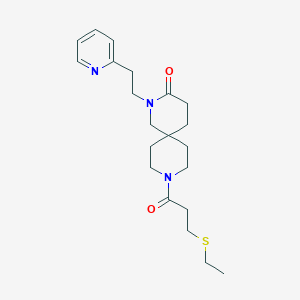 molecular formula C21H31N3O2S B5633390 9-[3-(ethylthio)propanoyl]-2-(2-pyridin-2-ylethyl)-2,9-diazaspiro[5.5]undecan-3-one 