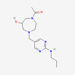 molecular formula C15H25N5O2 B5633398 1-acetyl-4-{[2-(propylamino)-5-pyrimidinyl]methyl}-1,4-diazepan-6-ol 