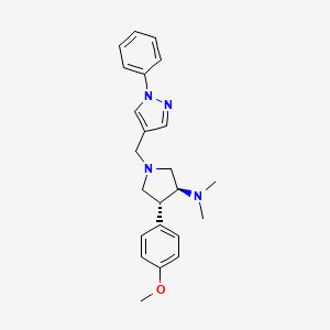 molecular formula C23H28N4O B5633402 (3S*,4R*)-4-(4-methoxyphenyl)-N,N-dimethyl-1-[(1-phenyl-1H-pyrazol-4-yl)methyl]pyrrolidin-3-amine 