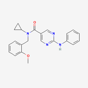 molecular formula C22H22N4O2 B5633470 2-anilino-N-cyclopropyl-N-(2-methoxybenzyl)-5-pyrimidinecarboxamide 