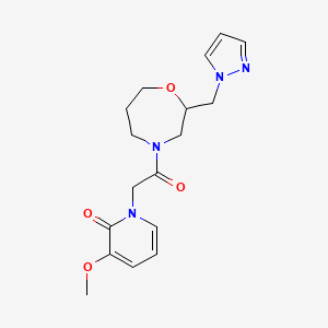 molecular formula C17H22N4O4 B5633486 3-methoxy-1-{2-oxo-2-[2-(1H-pyrazol-1-ylmethyl)-1,4-oxazepan-4-yl]ethyl}pyridin-2(1H)-one 