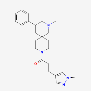 molecular formula C23H32N4O B5633547 2-methyl-9-[3-(1-methyl-1H-pyrazol-4-yl)propanoyl]-4-phenyl-2,9-diazaspiro[5.5]undecane 