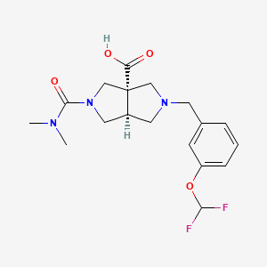 molecular formula C18H23F2N3O4 B5633576 (3aS*,6aS*)-2-[3-(difluoromethoxy)benzyl]-5-[(dimethylamino)carbonyl]hexahydropyrrolo[3,4-c]pyrrole-3a(1H)-carboxylic acid 