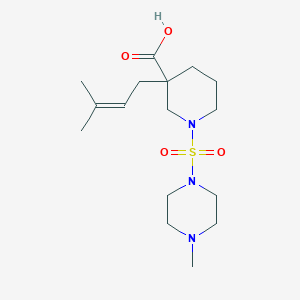 molecular formula C16H29N3O4S B5633596 3-(3-methyl-2-buten-1-yl)-1-[(4-methyl-1-piperazinyl)sulfonyl]-3-piperidinecarboxylic acid 