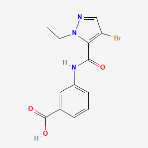 molecular formula C13H12BrN3O3 B5633743 3-{[(4-bromo-1-ethyl-1H-pyrazol-5-yl)carbonyl]amino}benzoic acid 