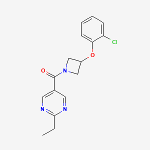 molecular formula C16H16ClN3O2 B5633822 5-{[3-(2-chlorophenoxy)-1-azetidinyl]carbonyl}-2-ethylpyrimidine 