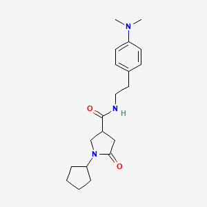molecular formula C20H29N3O2 B5633923 1-cyclopentyl-N-{2-[4-(dimethylamino)phenyl]ethyl}-5-oxo-3-pyrrolidinecarboxamide 