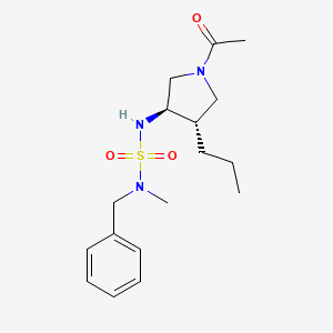molecular formula C17H27N3O3S B5633931 N'-[(3R*,4S*)-1-acetyl-4-propyl-3-pyrrolidinyl]-N-benzyl-N-methylsulfamide 