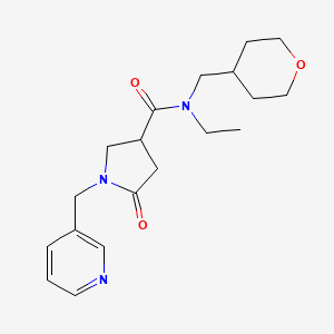 molecular formula C19H27N3O3 B5633939 N-ethyl-5-oxo-1-(3-pyridinylmethyl)-N-(tetrahydro-2H-pyran-4-ylmethyl)-3-pyrrolidinecarboxamide 