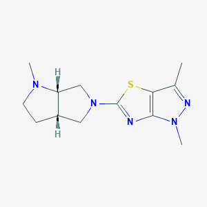 molecular formula C13H19N5S B5634000 1,3-dimethyl-5-[(3aS*,6aS*)-1-methylhexahydropyrrolo[3,4-b]pyrrol-5(1H)-yl]-1H-pyrazolo[3,4-d][1,3]thiazole 