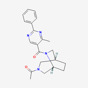 molecular formula C21H24N4O2 B5634011 (1S*,5R*)-3-acetyl-6-[(4-methyl-2-phenyl-5-pyrimidinyl)carbonyl]-3,6-diazabicyclo[3.2.2]nonane 