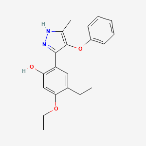 molecular formula C20H22N2O3 B5634013 5-ethoxy-4-ethyl-2-(5-methyl-4-phenoxy-1H-pyrazol-3-yl)phenol 
