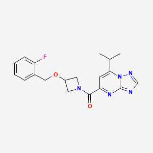molecular formula C19H20FN5O2 B5634028 5-({3-[(2-fluorobenzyl)oxy]-1-azetidinyl}carbonyl)-7-isopropyl[1,2,4]triazolo[1,5-a]pyrimidine 